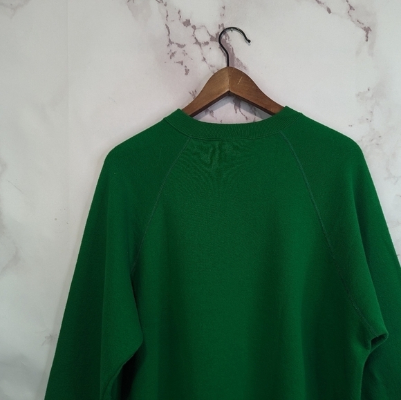 Vintage Sweatshirt Womens XL Grass Green Cotton Lee 90s Dad Crew Neck Blank - Picture 6 of 10